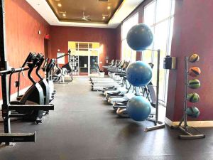 cardio equipment and fit balls with medicine balls