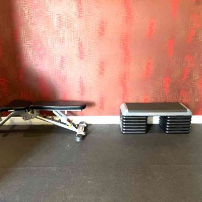 step aerobic equipment and adjustable bench